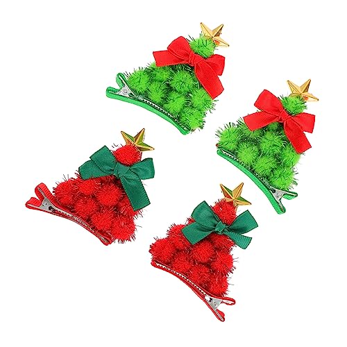 Amosfun 4 Paare Weihnachtsbaum-haarspangen Haarschmuck Styling-haarspangen Weihnachtsdeko Süße Kinderhaarnadeln Für Party Weihnachtsbaum Kopfbedeckung Weihnachtsstrumpffüller Haarklammer von Amosfun