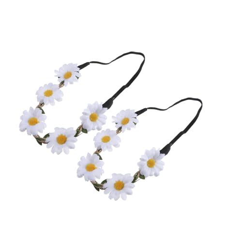 Amosfun 4 Stück 5 Brauthaar Sonnenblumen-haarkranz Sonnenblumen-stirnband Stirnbänder Für Frauen Gänseblümchen-stirnband Blumenstirnband Für Kinder Kopfbügel Krone Mädchen Fräulein Weiß von Amosfun