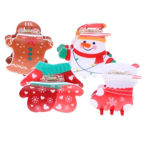 Amosfun 4 Stück Hinterkopfgriff Urlaub Haarspange Gefälligkeiten Für Weihnachtsfeiern Haarschmuck Für Den Urlaub Festlicher Haarkiefer Schneemann-klauenklammer Lebkuchen Damen Niedlich Pvc von Amosfun