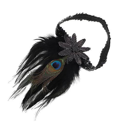 Amosfun 4 Stück Pfau-Pailletten-Stirnband Hochzeitskopfschmuck für die Braut schwarze Haarbänder mädchen stirnbänder Tiara Diamant eingelegte Kopfschmuckstütze kreatives Haarband Mosaik- von Amosfun