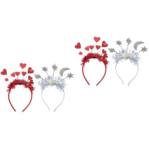 Amosfun 4 Stück Valentinstag Stirnband Haarschmuck Glitzer Stirnband Weihnachtsdekoration Weihnachtsfeier Stirnband Glitzerkopf Bopper Valentinstag Herz Stirnband Karneval Kopf Dekor Amor von Amosfun