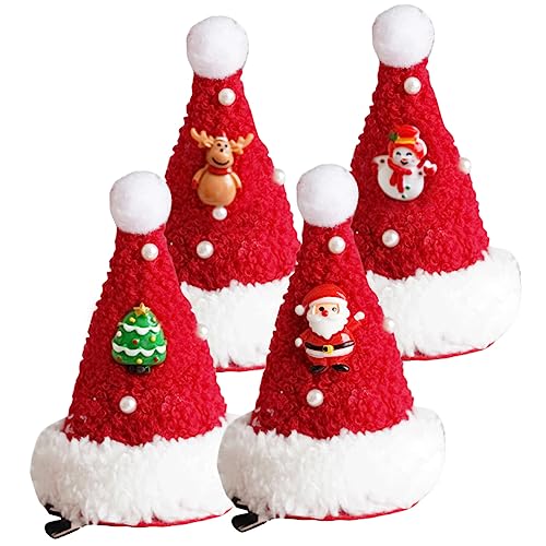 Amosfun 4 Stück Weihnachts Haarspangen im Weihnachtsmütze Design für Lustige und Kreative Haaraccessoires für Festliche Anlässe Langlebig und Charmant Perfektes zur Weihnachtszeit von Amosfun