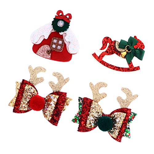 Amosfun 4 Stück Weihnachtshaarspangen Weihnachtshaarschleife Pailletten Haarspangen halloween haarspangen haarspange halloween Haarschmuck für Kinder Babyschleifen Haarschleifen-Clip Hut von Amosfun