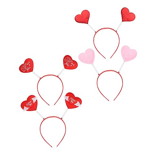 Amosfun 4 Stück valentinstag stirnband rote Haaraccessoires geschenke für valentinstag Herzkopf Bopper Valentinstag Haarband Hoop glitzernde Haaraccessoires weihnachtsdeko Weihnachten Amor von Amosfun