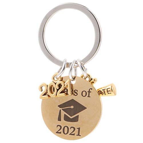 Amosfun 4pcs Graduation Schlüsselanhänger mit Gravur Class of 2021 Graduate hängenden Anhänger Schlüssel Abschluss Geschenk für Freunde Goldene von Amosfun