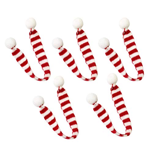 Amosfun 5 Stück DIY Strick-Streifen Fellball Dekoration kleiner Schal Weihnachten Schal rot weiß gestreift warm Outdoor (2 x 30 cm) von Amosfun