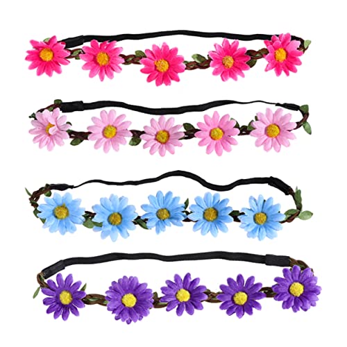 Amosfun 5st Blumen-haarschmuck Blumenkrone, Blumengirlanden-stirnbänder Künstlicher Kranz Blumenstirnband Für Mädchen Boho Blumen Stirnband Blumenhaarkranz Blütenkopf Frau Bohemien von Amosfun