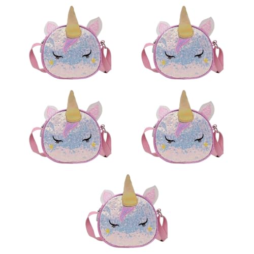 Amosfun 5st Einhorn Umhängetasche Handtaschen Für Kleine Mädchen Einhorn-geldbörse Für Mädchen Geschenktüte Für Mädchen Korsett Umhängetasche Für Damen Kind Polyester Kosmetik Anzug Box von Amosfun