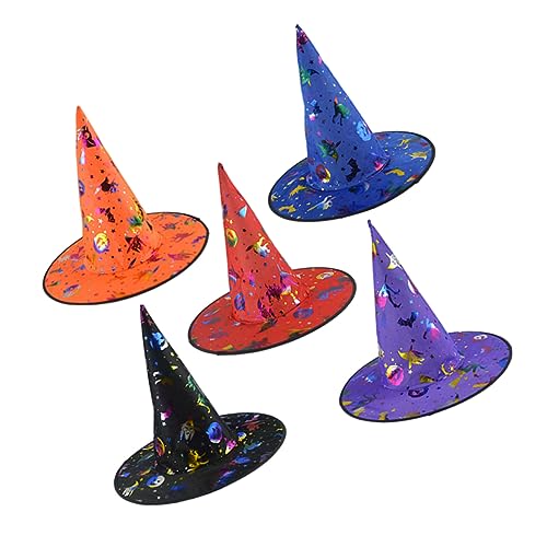 Amosfun 5st Halloween-hexenhut Hexenhüte Halloween-dekorationen Halloween Hexenhut Halloween Kostümzubehör Halloween-hüte Hexenhut Kinder Hexen Hut Kinder Hexenhut Haarschmuck Drucken von Amosfun