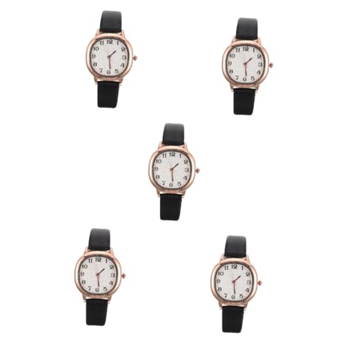 Amosfun 5St Quarz Damenuhren Damenarmbanduhren Damen Armbanduhr für Damen Vintage damenuhr Lederuhr Digitale Armbanduhr Quarzuhr am Handgelenk Uhr mit PU-Gürtel Persönlichkeit Gurt von Amosfun