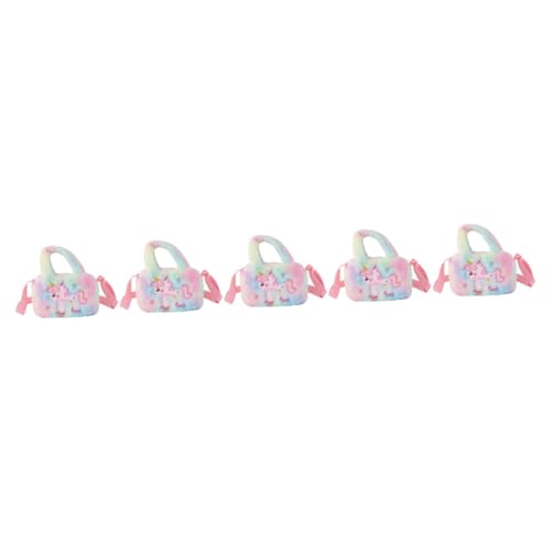 Amosfun 5st Einhorn Umhängetasche Cartoon Umhängetasche Cartoon-tragetaschen Kinderhandtaschen Für Mädchen Kinder-Cartoon-Taschen Schultertasche Tier Kleinkind Plüsch Aufbewahrungstaschen von Amosfun