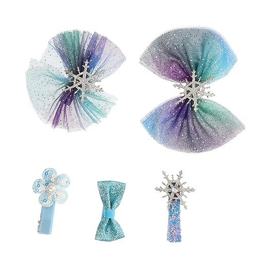 Amosfun 5st Schneeflocke Haarspange Weihnachts-haarschmuck Blaue Haargummis Weihnachtshaarschleifen Blaue Haarzusätze Haar-kopfschmuck Haarnadel Kind Mädchen Stoff (polyester) von Amosfun