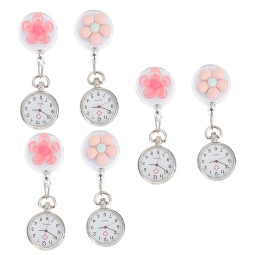 Amosfun 6stücke Clip Schwesternuhr Mit Blumenmotiv Farbige Leicht Zu Tragende Taschenuhr Für Und Medizinisches Personal Für Täglichen Gebrauch von Amosfun