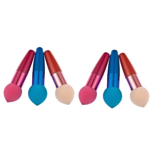 Amosfun 6 Stk Make-up-schwamm Mit Griff Make-up-puderpinsel Lidschatten Pinsel -grundierungsschwämme Für Das Gesicht Augen-make-up-pinsel Mixer Auf Stick Make-up Malen Spitz Reisen von Amosfun