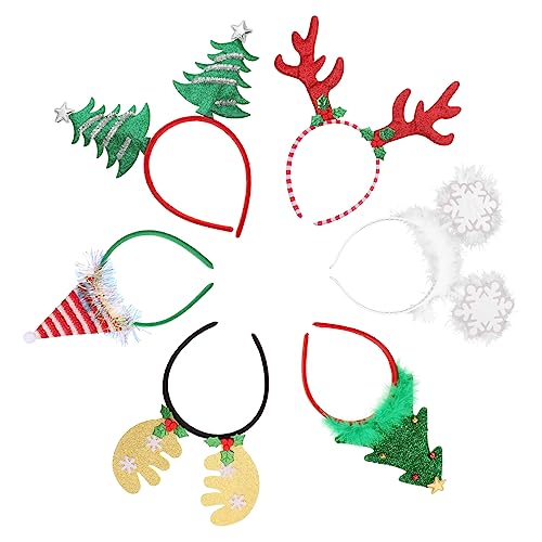 Amosfun 6 Stück Weihnachts-Geweih-Stirnband Weihnachtsbaum-Stirnband Damen-Weihnachts-Stirnband Weihnachtsmann-Mütze-Stirnband Geweih-Dekor Haar-Accessoires Für Haardekoration von Amosfun