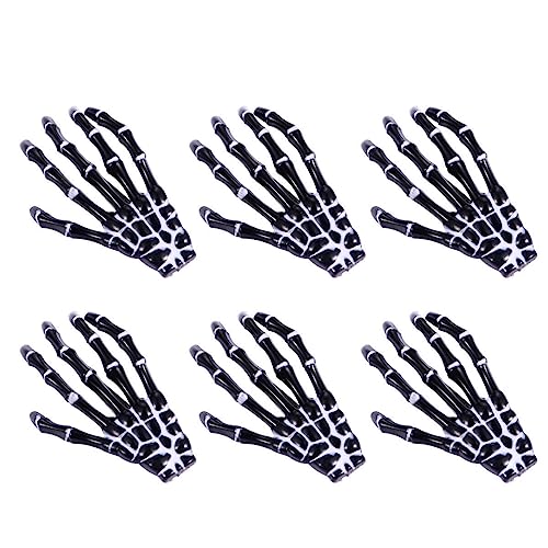 Amosfun 6st Handknochen Haarnadel Haarspangen Aus Handknochen Alligator-haarspangen Gothic-haarspangen Zombie-hand-haarspange Knochenspangen Skelett Schädel Mädchen Plastik Knall-clip von Amosfun