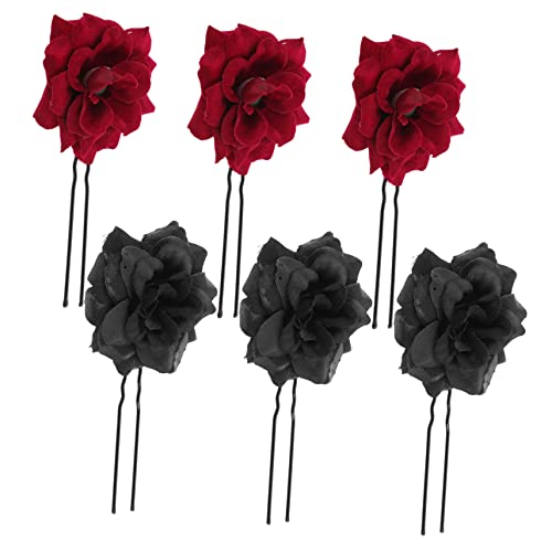 Amosfun 6St neue rosafarbene Haarnadeln formen Haarstäbchen Haarnadeln für Haarspangen für Damen flower hair clip Brautstift rote Haaraccessoires Hochsteckfrisur Haarschmuck für Damen Rose von Amosfun