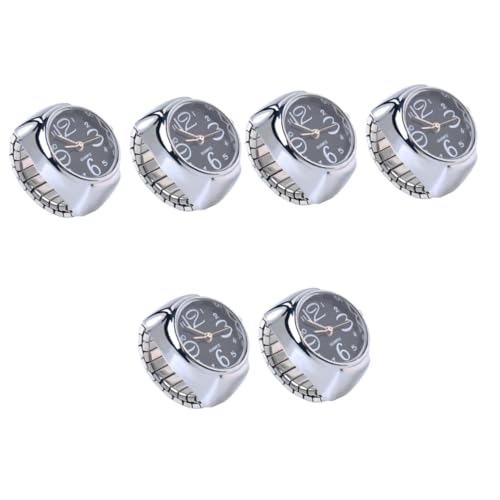 Amosfun 6stücke Fingeruhren Für Männer Und Frauen Kreative Ringuhren Mit Mini-zeitdisplay Modische Accessoires Schwarz Für Und Besondere Anlässe von Amosfun