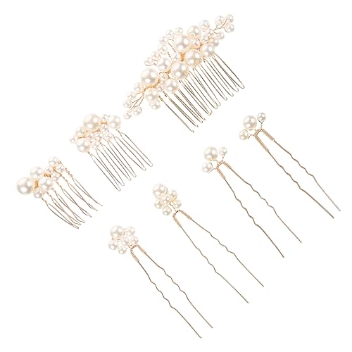 Amosfun 7St haarschmuck für damen haarzubehör für damen Haarschmuck für die Braut Haarschmuck für Hochzeitsgäste Anzüge für goldene Haarspangen Perlenhaarkämme Haarkamm für von Amosfun