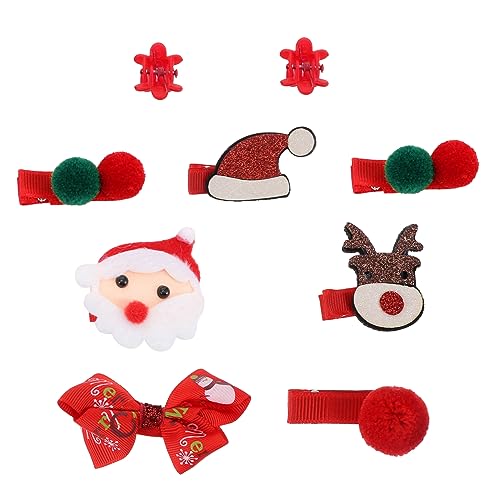 Amosfun 9st Weihnachtsmann Haarnadel Cartoon-haarnadel Party Haarspange Pferdeschwanzhalter Für Mädchen Weihnachtlicher Haargriff Weihnachtshaarschleifen Geschenk Stirnband Kind Stoff Pony von Amosfun