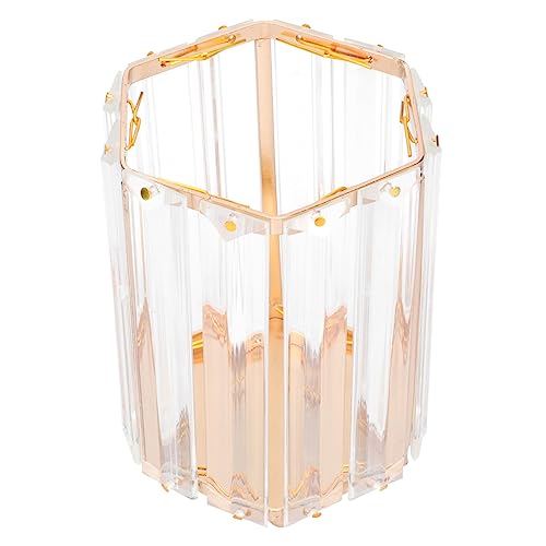 Amosfun Aufbewahrungsrohr Aus Glas Moderner Make-up-Halter Desktop-briefpapier Geometrischer Bürstenhalter Transparenter Make-up-pinselhalter Klarer Stand Büro Metall Bilden Stifteimer von Amosfun