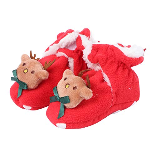 Amosfun 1 Paar Weihnachtsschuhe Aus Baumwolle Säuglingsstiefel Winterschuhe Für Babys Prewalker Booties Für Kleinkinder Weihnachtsbabyschuhe Neugeborene Stiefel Kleine Gemütlich Sohlen von Amosfun