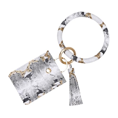 Amosfun Brieftaschen Aus Leder Damen Geldbörse Brieftasche Am Handgelenk Geldbörse Aus Leder Münzgeldbörse Fingerring Armband Lederarmbänder Weiß Kartenhalter Fräulein Schlüsselanhänger von Amosfun