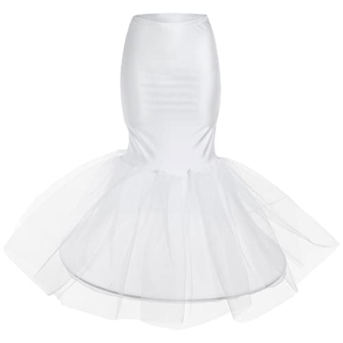 Amosfun Fashion Fishtail Damen Hüfttasche Hüfte Weiß Slip Unterrock Braut Hochzeit Kleid Petticoat (weiß), weiß, M von Amosfun