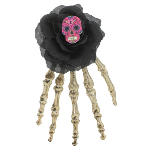 Amosfun Haarnadel Mit Gruseliger Geist Halloween-haarschmuck Für Frauen Totenkopf-hand-haarspange Skeletthände Haarnadel Skelett-haarspange Abschlussball Plastik Damen Ornamente von Amosfun