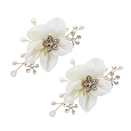 Amosfun Hochzeit Blume Schuhschnalle Strass Perle Blume Schuhclips Brautschuh Zubehör 1 Paar von Amosfun