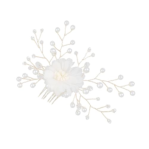 Amosfun Hochzeitskopfschmuck Für Die Braut Perlenhaarspangen Braut Haarkamm Hochzeit Kopfschmuck Haarkamm Mit Blumenmuster Brauteinsatzkamm Bankett Tiara- Kristall von Amosfun