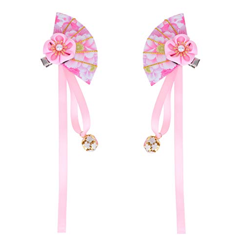 2St Haarpicks Fan-Haarspange Haarnadel für Mädchen Haarnadeln japanische Haarnadel Haarspangen Haarklammer Haarspange für Mädchen cheongsam Haarschmuck Fräulein Rosa von Amosfun