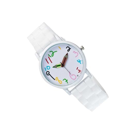 Amosfun Kinderuhren Lernuhren Quarzuhren Für Junge Mädchen Cartoon Design Weiß Armbanduhren Schüleruhren Mit Präzisem Quarzwerk Sicher Zu Tragen von Amosfun