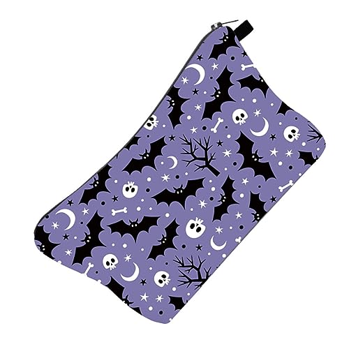 Amosfun Rasierbeutel Halloween Halloween-Kosmetiktasche Gruselige Reisetaschen Halloween-Fledermaus-geldbörse Schminktasche Mit Totenkopf Reisen Polyester Wasserdicht Container von Amosfun