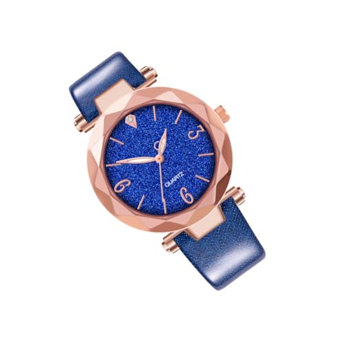 Amosfun Casual Damen Quarz Uhr Mit Lederarmband Und Strass Armbanduhr Für Besondere Anlässe Und Blau von Amosfun