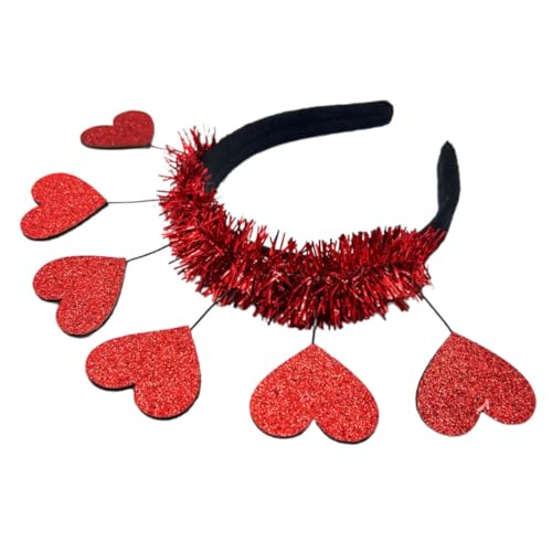 Amosfun Liebe Stirnband Valentinstag-party-stirnband Lametta-stirnband Herz-stirnbänder Herz-pailletten-stirnbänder Sonnenbrillen-stirnbänder Für Damen Rote Fräulein Vlies Krone Trend von Amosfun