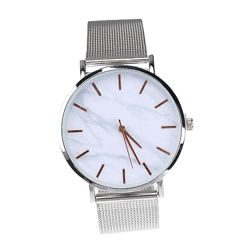 Amosfun Damen Quarzuhr Marmor Muster Silber Metallarmband Modisch Elegante Armbanduhr Casual Business Uhr für Frauen von Amosfun