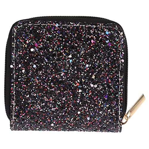 Amosfun Mini GeldböRse Damen Mit Glitzer ReißVerschluss - Fashion Sequins Kurze GeldböRse FüR MüNzen SchlüSsel Und Wechselgeld Ideal FüR Schule Einkaufen Und Ausgehen Silber von Amosfun