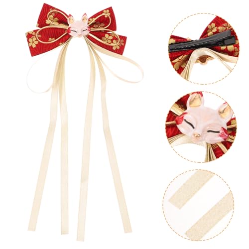 Amosfun Niedliche Fox Haarklammer mit Langem Tassel Dekorative Schleifen haarspange für Mädchen Leichter Haarschmuck für Hochzeit Party und Alltag Rutschfest und Haarschonend von Amosfun