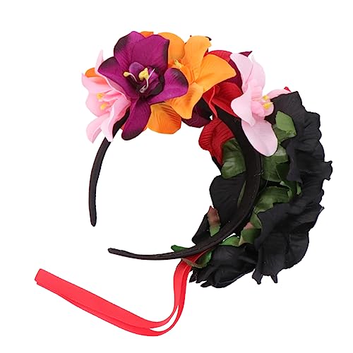 Amosfun Orchideen-stirnband Haarschmuck Blumenstirnbänder Für Babys Decoracion De Bautizo Para Niño Mexikanische Kopfbedeckung Hochzeitskrone Tag Der Toten Kopfbedeckung Festival-haarband von Amosfun