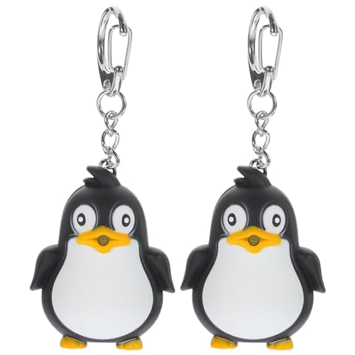 Amosfun Pinguin Schlüsselanhänger mit LED Beleuchtung und Sound Schwarz Pinguin Anhänger 2 Stück Taschenanhänger Schlüsselbund Freunde Familien Geschenkidee Kinder Spielzeug von Amosfun