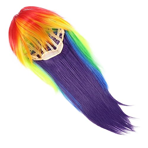 Amosfun Regenbogen Perücke Maskerade-kopfbedeckung Frauen Cosplay Party Perücke Lange Lockige Perücken Perücke Aus Synthetischer Spitze Lace-front-perücken Pony Hochtemperaturdraht Zubehör von Amosfun