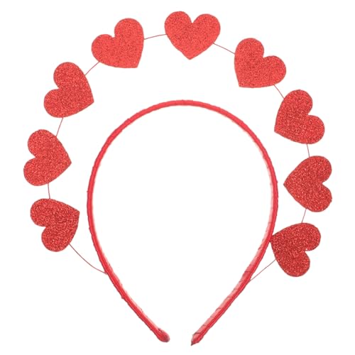 Amosfun Rotes Herz-Kopf-Bopper-Stirnband Hal-O-Krone-Stirnband Tiara Pailletten Valentinstag Haarband Reifen-Kopfschmuck Für Neujahr Urlaub Hochzeit Geburtstag Party Geschenk von Amosfun