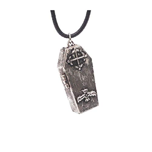 Amosfun Schädel im Sarg Anhänger Halskette Dark Vintage Punk Halloween Schmuck DIY magnetische Öffnung Schädel Wolle Halskette Medaillon Anhänger Geschenk für Männer Frauen von Amosfun