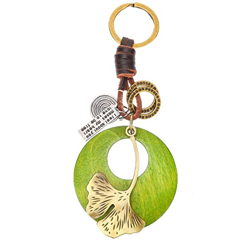 Amosfun Schlüsselanhänger Ginkgoblättern Herren Für Kette Anhänger Tasche Grün Muster Blatt Ringe Legierung Ginkgo Schlüsselanhänger Hängend Halter Mode Auto Tropisch Für Paare von Amosfun