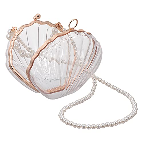 Amosfun Shell Crossbody Tasche Perlenkette Schultertaschen Geldbeutel Taschen für Damen Transparent von Amosfun