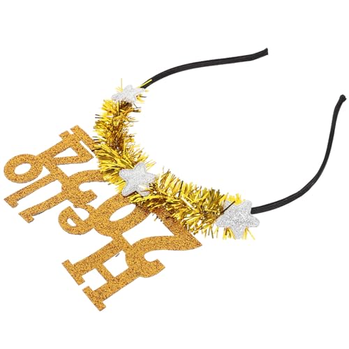 Amosfun Silvester Haarreif 2024 Glitzer Stern Kopfschmuck Hello Neujahr Kopfbedeckung Pailletten Haarschmuck Damen Haarband Kinder Mädchen Stirnband Party Deko Foto Requisiten von Amosfun