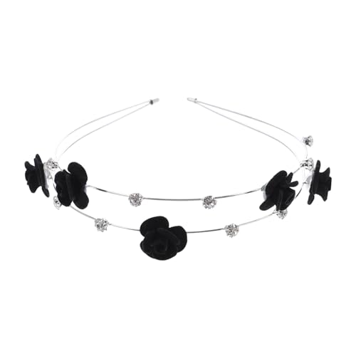 Amosfun Stirnband Damen Stirnbänder Schmuckzubehör Blumenkopfschmuck Aus Kristall Perlenblumenhaarbänder Stirnbänder Aus Metall Für Damen Rosenhaar Schal Fräulein Doppelkopf Zinklegierung von Amosfun