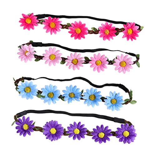 Amosfun 5st Boho Blumenkrone Haargummis Für Damenhaar Feenblumenkrone Frühlingsblumenkrone Damen Stirnbänder Stirnband Für Frauen Sonnenblume Blumenkopfschmuck Einstellbar Mädchen von Amosfun