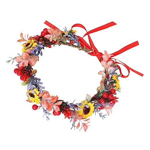 Amosfun Stirnband Weihnachtshaar Weihnachtsblume Halo Kopfbedeckung Hochzeit Blumenkopfschmuck Blumen-halo-kranz Weihnachtsfeier Kopfschmuck Blumenkranz Plastik Haarschmuck Pflanze von Amosfun